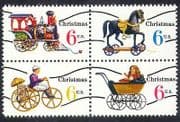 USA 1970 Christmas / Toys / Horse / Train / Steam / Locomotive / Pram / Bike 4v blk (n34530)