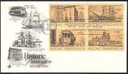 USA 1971 Cable Car / Rail / Sailing Ship / Transport / Trams / Buildings 4v blk FDC n40914
