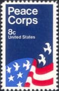 USA 1972 Peace Corps/ Doves/ Birds/ Flag/ Poster Art/ Artists/ Animation 1v (n29225)