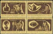 USA 1972 Revolution 200th/ Colonial Crafts/ Hat/ Wig/ Glass Blowing/ Silver 4v set blk (n43505h)