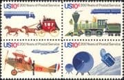 USA 1975 Mail Transport / Trains / Plane / Horse / Aviation / Trucks 4v set blk (n24282)