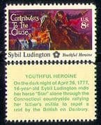 USA 1975 Sybil Ludington/ Horses/ Animals/ History/ People/ American Revolution 1v (n29213)