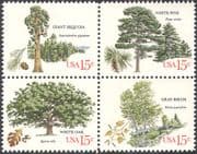 USA 1978 Oak/ Birch/ Pine/ Sequoia/ Trees/ Plants/ Nature/ Conservation 4v set blk (n42211)