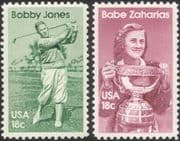 USA 1981 Bobby Jones/ Babe Zaharias/ Golfers/ Golf/ Athletics/ Sports/ Games 2v set (n44824)
