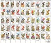 USA 1982 State Birds & Flowers/ Wren/ Robin/ Pheasant/ Finch/ Pelican/ Rose/ Iris/ Nature/ Plants 50v sht (n44358)