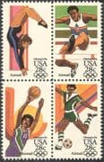 USA 1983 Olympic Games/ Sports/ Basketball/ Football/ Soccer/ Gymnastics/ Athletics/ Olympics 4v blk (n27709)