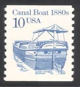 USA 1985 Canal Boat/ Barge/ Commerce/ Business/ Boats/ Transport 1v coil (n24541)