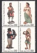 USA 1986 Folk Art / Wooden Figures / Carving / Sculpture / Artists 4v blk (n39031)