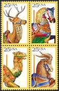 USA 1988 Horse/ Deer/ Camel/ Goat/ Art/ Carving/ Carousel/ Fun Fair 4v blk (n25440)