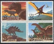 USA 1989 Dinosaurs / Animals / Reptiles 4v blk (n28897)