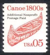 USA 1990 Transport/ Birch Bark Canoe/ Boat/ Boats/ Canoes/ Kayak 1v (red) o/p coil (n43736)