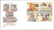 USA 1993 Postal Museum/ Transport/ Mail/ Trains/ Plane/ Horse/ Bus 4v FDC (n40915b)