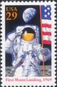 USA 1994 First Moon Landing 25th Anniversary/ Space/ Astronauts/ Flag 1v (n22759)