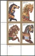 USA 1995 Carousel Horses/ Fairs/ Carving/ Entertainment/ Fairgrounds 4v blk (b5492)