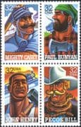 USA 1996 Folk Heroes/ Trains/ Railway/ Cattle/ Baseball/ Sport/ Snake/ Animals/ Transport 4v blk (n25445a)