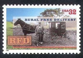 USA 1996 Free Rural Delivery  /  Post  /  Mail  /  Horse  /  Wagon  /  Transport  /  Animals 1v (n39901)