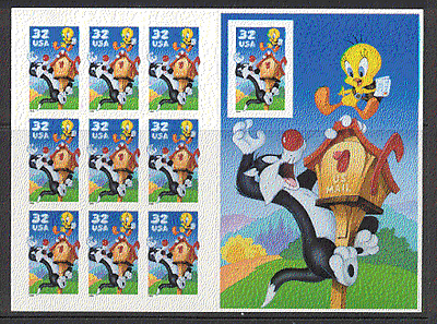 USA 1999 Sylvester/ Tweety Pie/ Cats/ Birds / Cartoons / Animation 10v s/a bklt (b5176)
