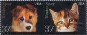 USA 2002 Kitten/ Puppy/ Domestic Cats/ Dogs/ Pets/ Animals/ Nature 2v s/a set paur (b5419b)