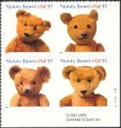 USA 2002 Teddy Bears 100th Anniversary/ Toys/ Teddies 4v s/a blk (s1873)