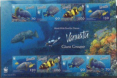 Vanuatu 2006 WWF / Fish / GROUPERS / Diver 8v sht ref:n16266