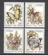 Venda 1980 Butterflies / Insects / Nature 4v set (b1333)