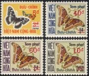 Viet Nam/Vietnam 1974 Butterflies/ Moths/ Insects/ Nature/ Postage Due/ To Pay/ Surcharges/ Surcharges 4v set (n25132)