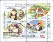 Vietnam 1996 Tiger/ Rhinoceros/ Monkey/ Crowned Crane/ Animals/ Birds/ Wildlife/ Nature/ Taipei '96 StampEx 4v m/s (s1321)
