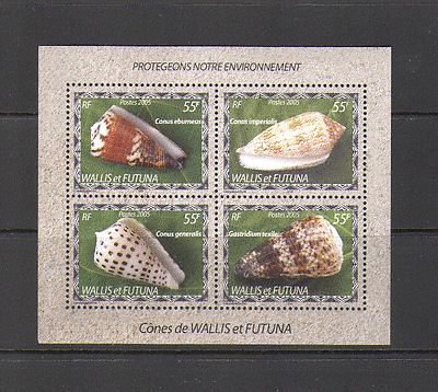 Wallis et Futuna 2005 SEA SHELLS / Marine / Nature / Snails / Environment 4v m / s n15193