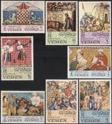 Yemen 1967 Moorish Art/ Artists/ Chess/ Knights/ Horses/ Music/ Battles/ Paintings 8v set (b528n)