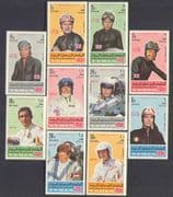 Yemen 1969 Racing Drivers/ Cars/ Sport/ Motorcycles/ Grand Prix/ F1/ People 10v set (n24073)