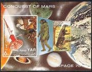 Yemen 1970 Mars / Space / Dinosaur / Planets / Rocket m / s b8852
