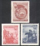 Yugoslavia 1949 Military / Soldiers / Farm Workers / Tractor / Flags / Buildings 3v n37762