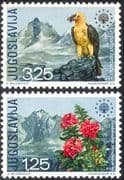 Yugoslavia 1970 Nature Conservation/ Lammergeier/ Raptor/ Birds/ Vulture/ Flowers/ Plants/ Wildlife/ Environment 2v set (n21431)