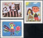 Yugoslavia 1974 Children's Paintings/ Art/ Cat/ Bird/ Joy of Europe 3v set (n25849)