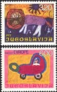 Yugoslavia 1975 "Joy of Europe"/ Children's Paintings/ Art/ Lion/ Pram 2v set (n31759)