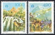 Yugoslavia 1977 Bird / Flowers / Waterfall / Mountains / Environment 2v set (n21430)