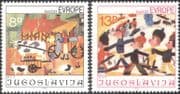 Yugoslavia 1981 "Joy of Europe"/ Children's Art/ Bike/ Bicycle/ Cattle/ Skiing/ Sport 2v set (n26884)