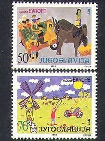 Yugoslavia 1985 Europe  /  Art  /  Paintings  /  Horses  /  Windmill  /  Bicycle 2v set (n37262)