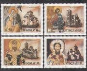 Yugoslavia 1990 Frescoes / Art / Paintings / Buildings / Architecture 4v set (n37761)