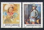 Yugoslavia 1991 Europe / Art / Cat / Painting / Artists / people 2v set (n33962)