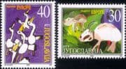 Yugoslavia 2000 Joy in Europe/ Children's Day/ Art/ Storks/ Birds/ Goats/ Paintings 2v set (yu1003)