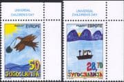 Yugoslavia 2002 Europe/ Children's Day/ Boat/ Lake/ Bird/ Paintings 2v set (s1974)