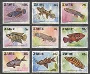 Zaire 1978 Fish / Marine / Nature / Wildlife 9v set (n21456)