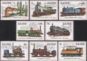 Zaire 1980 Trains / Steam Engines / Rail / Cacti 8v (n21475)