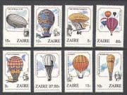 Zaire 1984 Balloons / Airships / Aviation 8v set (n21473)