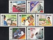Zaire 1984 Communications/ Space/ Camera/ Bus/ Ship/ Trains/ Transport 7v set (b9301)