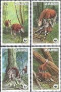 Zaire 1984 WWF/ Okapi/ Antelope/ Wildlife/ Endangered Animals/ Nature 4v set (n21461)