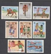 Zaire 1985 Sport / Horse / Football / Volleyball 8v (n21466)