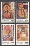 Zaire 1987 Christmas / Art / Madonna / Child 4v set (n21480)