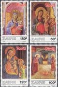 Zaire 1987 Icons/ Madonna/ Virgin Mary/ Child/ Nativity/ Art/ Paintings/ Fra Angelico 4v set (s513j)
